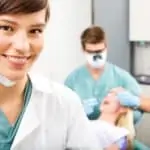 hygienist in the foreground