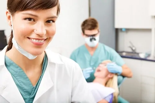 hygienist in the foreground